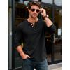 imageMAGCOMSEN Mens Henley Shirts UPF 80 Long Sleeve Button Shirts Moisture Wicking Tees Casual Basic Solid Pullover ShirtBlack