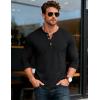 imageMAGCOMSEN Mens Henley Shirts UPF 80 Long Sleeve Button Shirts Moisture Wicking Tees Casual Basic Solid Pullover ShirtBlack