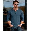 imageMAGCOMSEN Mens Henley Shirts UPF 80 Long Sleeve Button Shirts Moisture Wicking Tees Casual Basic Solid Pullover ShirtDenimblue