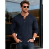 imageMAGCOMSEN Mens Henley Shirts UPF 80 Long Sleeve Button Shirts Moisture Wicking Tees Casual Basic Solid Pullover ShirtNavy