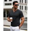 imageMAGCOMSEN Mens Henley Short Sleeve Shirt Cotton Lightweight 3 Button Tops Vintage Casual Summer Shirt Soft FashionBlackcotton