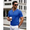 imageMAGCOMSEN Mens Henley Short Sleeve Shirt Cotton Lightweight 3 Button Tops Vintage Casual Summer Shirt Soft FashionBright Bluecotton