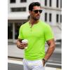 imageMAGCOMSEN Mens Henley Short Sleeve Shirt Cotton Lightweight 3 Button Tops Vintage Casual Summer Shirt Soft FashionFluorescent Greencotton