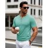 imageMAGCOMSEN Mens Henley Short Sleeve Shirt Cotton Lightweight 3 Button Tops Vintage Casual Summer Shirt Soft FashionGrey Greencotton