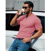 imageMAGCOMSEN Mens Henley Short Sleeve Shirt Cotton Lightweight 3 Button Tops Vintage Casual Summer Shirt Soft FashionGrey Pinkcotton