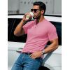 imageMAGCOMSEN Mens Henley Short Sleeve Shirt Cotton Lightweight 3 Button Tops Vintage Casual Summer Shirt Soft FashionGrey Pinkcotton Blend