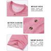 imageMAGCOMSEN Mens Henley Short Sleeve Shirt Cotton Lightweight 3 Button Tops Vintage Casual Summer Shirt Soft FashionGrey Pinkcotton Blend