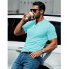 imageMAGCOMSEN Mens Henley Short Sleeve Shirt Cotton Lightweight 3 Button Tops Vintage Casual Summer Shirt Soft FashionLake Bluecotton