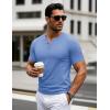 imageMAGCOMSEN Mens Henley Short Sleeve Shirt Cotton Lightweight 3 Button Tops Vintage Casual Summer Shirt Soft FashionLight Bluecotton Blend