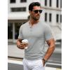 imageMAGCOMSEN Mens Henley Short Sleeve Shirt Cotton Lightweight 3 Button Tops Vintage Casual Summer Shirt Soft FashionLight Greycotton