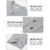 imageMAGCOMSEN Mens Henley Short Sleeve Shirt Cotton Lightweight 3 Button Tops Vintage Casual Summer Shirt Soft FashionLight Greycotton