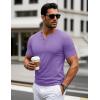 imageMAGCOMSEN Mens Henley Short Sleeve Shirt Cotton Lightweight 3 Button Tops Vintage Casual Summer Shirt Soft FashionLight Purplecotton