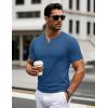 imageMAGCOMSEN Mens Henley Short Sleeve Shirt Cotton Lightweight 3 Button Tops Vintage Casual Summer Shirt Soft FashionMedium Bluecotton Blend