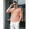 imageMAGCOMSEN Mens Henley Short Sleeve Shirt Cotton Lightweight Tee Shirts Casual Summer Basic Tees with PocketApricot