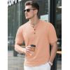 imageMAGCOMSEN Mens Henley Short Sleeve Shirt Cotton Lightweight Tee Shirts Casual Summer Basic Tees with PocketApricot