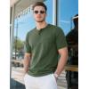 imageMAGCOMSEN Mens Henley Short Sleeve Shirt Cotton Lightweight Tee Shirts Casual Summer Basic Tees with PocketArmy Green