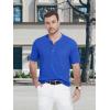 imageMAGCOMSEN Mens Henley Short Sleeve Shirt Cotton Lightweight Tee Shirts Casual Summer Basic Tees with PocketBright Blue
