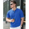 imageMAGCOMSEN Mens Henley Short Sleeve Shirt Cotton Lightweight Tee Shirts Casual Summer Basic Tees with PocketBright Blue