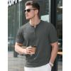 imageMAGCOMSEN Mens Henley Short Sleeve Shirt Cotton Lightweight Tee Shirts Casual Summer Basic Tees with PocketDark Grey