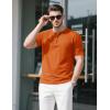 imageMAGCOMSEN Mens Henley Short Sleeve Shirt Cotton Lightweight Tee Shirts Casual Summer Basic Tees with PocketDark Orange