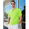 imageMAGCOMSEN Mens Henley Short Sleeve Shirt Cotton Lightweight Tee Shirts Casual Summer Basic Tees with PocketFl Green