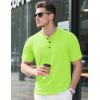 imageMAGCOMSEN Mens Henley Short Sleeve Shirt Cotton Lightweight Tee Shirts Casual Summer Basic Tees with PocketFl Green