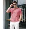 imageMAGCOMSEN Mens Henley Short Sleeve Shirt Cotton Lightweight Tee Shirts Casual Summer Basic Tees with PocketGrey Pink
