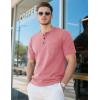 imageMAGCOMSEN Mens Henley Short Sleeve Shirt Cotton Lightweight Tee Shirts Casual Summer Basic Tees with PocketGrey Pink