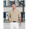 imageMAGCOMSEN Mens Henley Short Sleeve Shirt Cotton Lightweight Tee Shirts Casual Summer Basic Tees with PocketKhaki