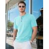 imageMAGCOMSEN Mens Henley Short Sleeve Shirt Cotton Lightweight Tee Shirts Casual Summer Basic Tees with PocketLakeblue