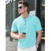 imageMAGCOMSEN Mens Henley Short Sleeve Shirt Cotton Lightweight Tee Shirts Casual Summer Basic Tees with PocketLakeblue