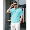 imageMAGCOMSEN Mens Henley Short Sleeve Shirt Cotton Lightweight Tee Shirts Casual Summer Basic Tees with PocketLakeblue