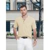 imageMAGCOMSEN Mens Henley Short Sleeve Shirt Cotton Lightweight Tee Shirts Casual Summer Basic Tees with PocketLight Apricot