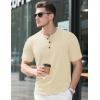 imageMAGCOMSEN Mens Henley Short Sleeve Shirt Cotton Lightweight Tee Shirts Casual Summer Basic Tees with PocketLight Apricot