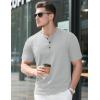 imageMAGCOMSEN Mens Henley Short Sleeve Shirt Cotton Lightweight Tee Shirts Casual Summer Basic Tees with PocketLight Grey