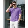 imageMAGCOMSEN Mens Henley Short Sleeve Shirt Cotton Lightweight Tee Shirts Casual Summer Basic Tees with PocketLight Purple