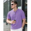 imageMAGCOMSEN Mens Henley Short Sleeve Shirt Cotton Lightweight Tee Shirts Casual Summer Basic Tees with PocketLight Purple
