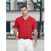 imageMAGCOMSEN Mens Henley Short Sleeve Shirt Cotton Lightweight Tee Shirts Casual Summer Basic Tees with PocketTomato Red