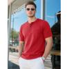 imageMAGCOMSEN Mens Henley Short Sleeve Shirt Cotton Lightweight Tee Shirts Casual Summer Basic Tees with PocketTomato Red