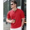 imageMAGCOMSEN Mens Henley Short Sleeve Shirt Cotton Lightweight Tee Shirts Casual Summer Basic Tees with PocketTomato Red