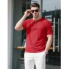 imageMAGCOMSEN Mens Henley Short Sleeve Shirt Cotton Lightweight Tee Shirts Casual Summer Basic Tees with PocketTomato Red