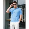 imageMAGCOMSEN Mens Henley Short Sleeve Shirt Cotton Lightweight Tee Shirts Casual Summer Basic Tees with PocketWater Blue