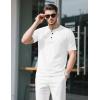 imageMAGCOMSEN Mens Henley Short Sleeve Shirt Cotton Lightweight Tee Shirts Casual Summer Basic Tees with PocketWhite