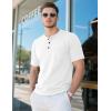 imageMAGCOMSEN Mens Henley Short Sleeve Shirt Cotton Lightweight Tee Shirts Casual Summer Basic Tees with PocketWhite