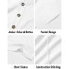 imageMAGCOMSEN Mens Henley Short Sleeve Shirt Cotton Lightweight Tee Shirts Casual Summer Basic Tees with PocketWhite