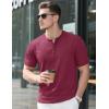 imageMAGCOMSEN Mens Henley Short Sleeve Shirt Cotton Lightweight Tee Shirts Casual Summer Basic Tees with PocketWine Red
