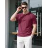 imageMAGCOMSEN Mens Henley Short Sleeve Shirt Cotton Lightweight Tee Shirts Casual Summer Basic Tees with PocketWine Red