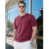 imageMAGCOMSEN Mens Henley Short Sleeve Shirt Cotton Lightweight Tee Shirts Casual Summer Basic Tees with PocketWine Red