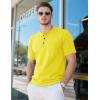 imageMAGCOMSEN Mens Henley Short Sleeve Shirt Cotton Lightweight Tee Shirts Casual Summer Basic Tees with PocketYellow