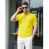 imageMAGCOMSEN Mens Henley Short Sleeve Shirt Cotton Lightweight Tee Shirts Casual Summer Basic Tees with PocketYellow